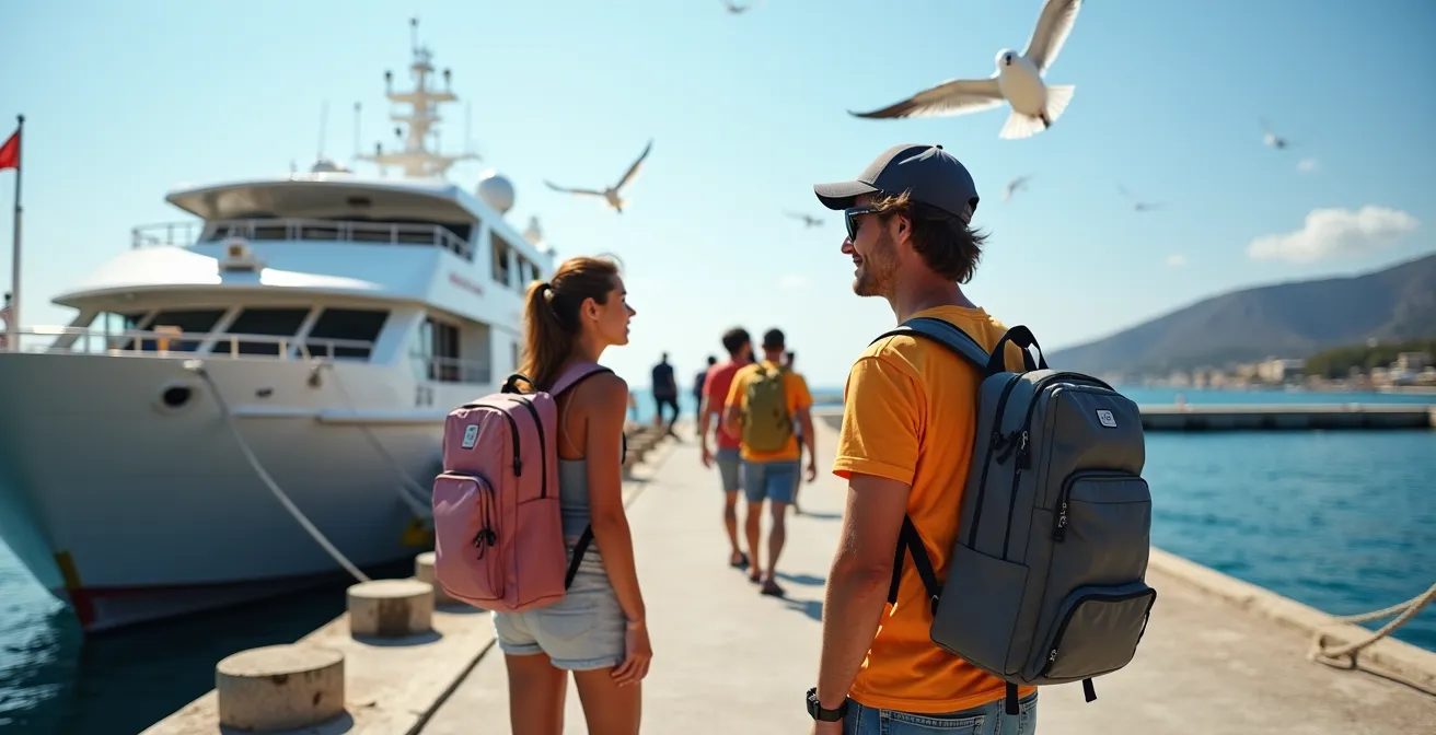 Port de Milazzo avec ferries et hydroptères au départ pour les îles Éoliennes