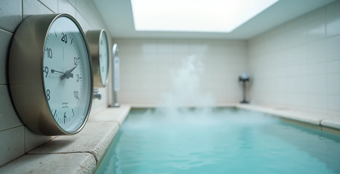 Protocole de surveillance médicale en centre thermal avec minuteur et thermomètre