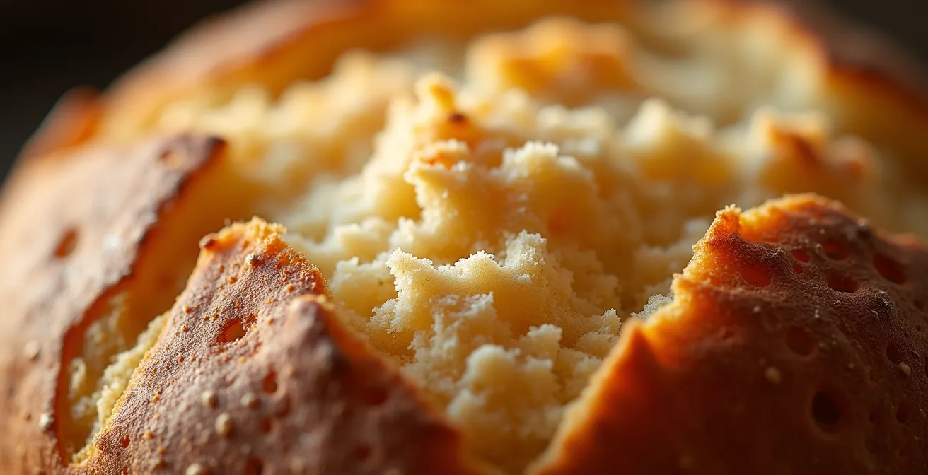 Structure moléculaire du pain rassis transformé en soupe toscane